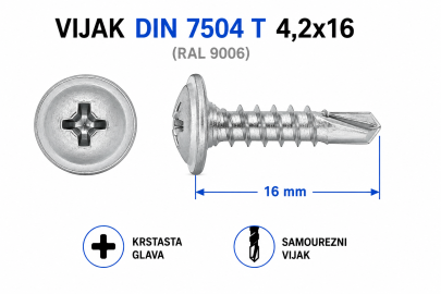 VIJAK DIN 7504 T 4,2x16 (RAL 9006)